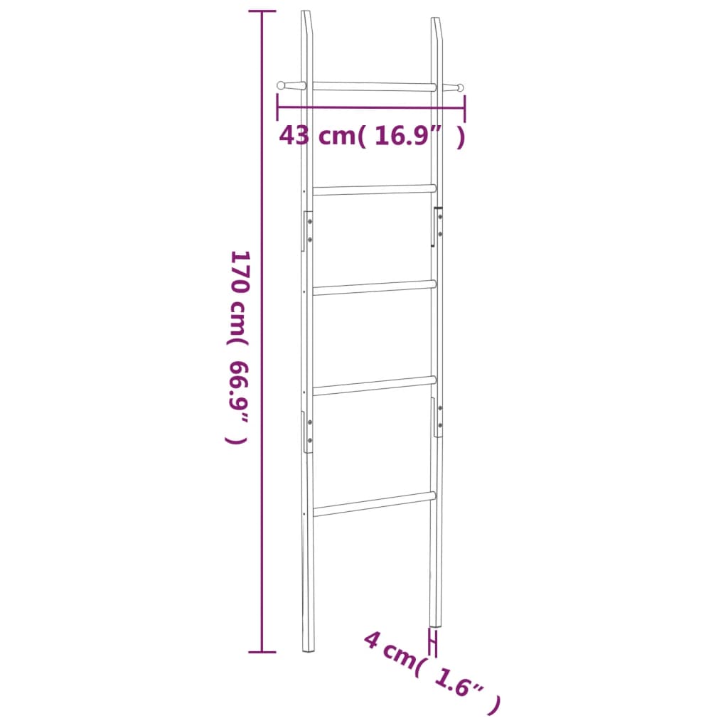 vidaXL Towel Ladder 170 cm Solid Wood Walnut