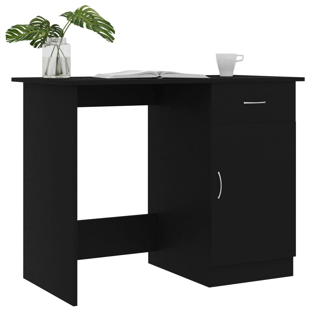 vidaXL Desk Black 100x50x76 cm Engineered Wood