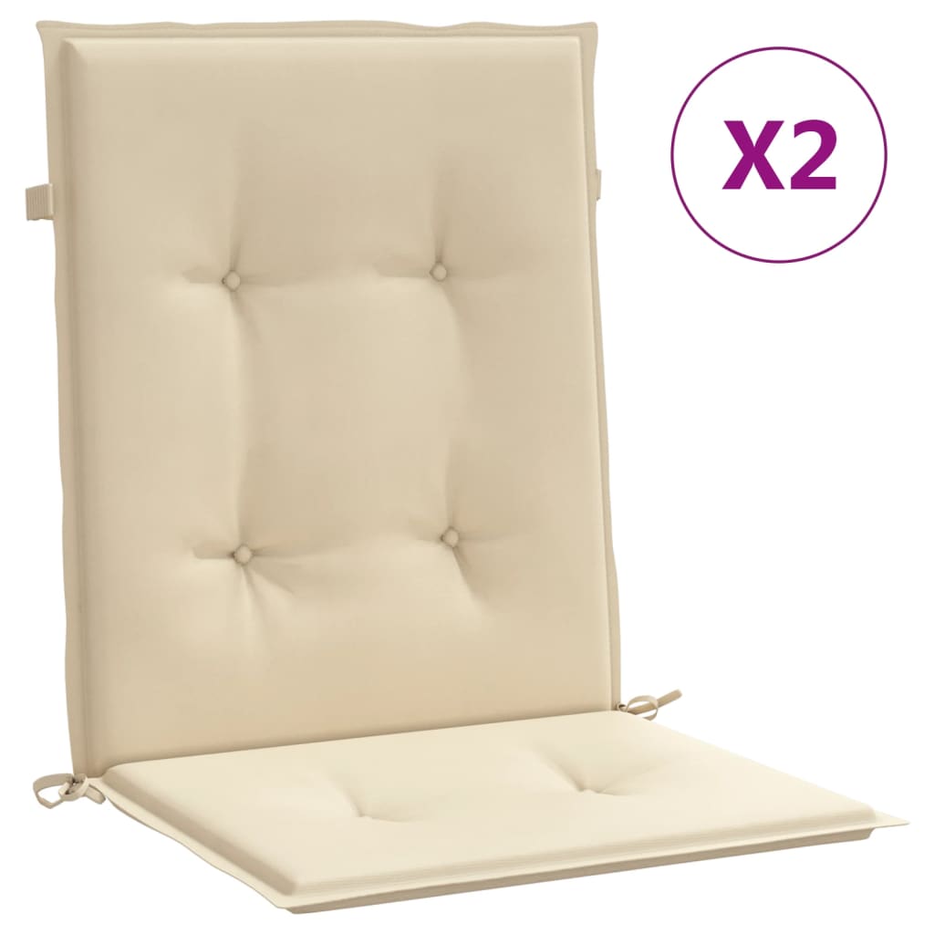 vidaXL Garden Lowback Chair Cushions 2 pcs Beige 100x50x3 cm Oxford Fabric