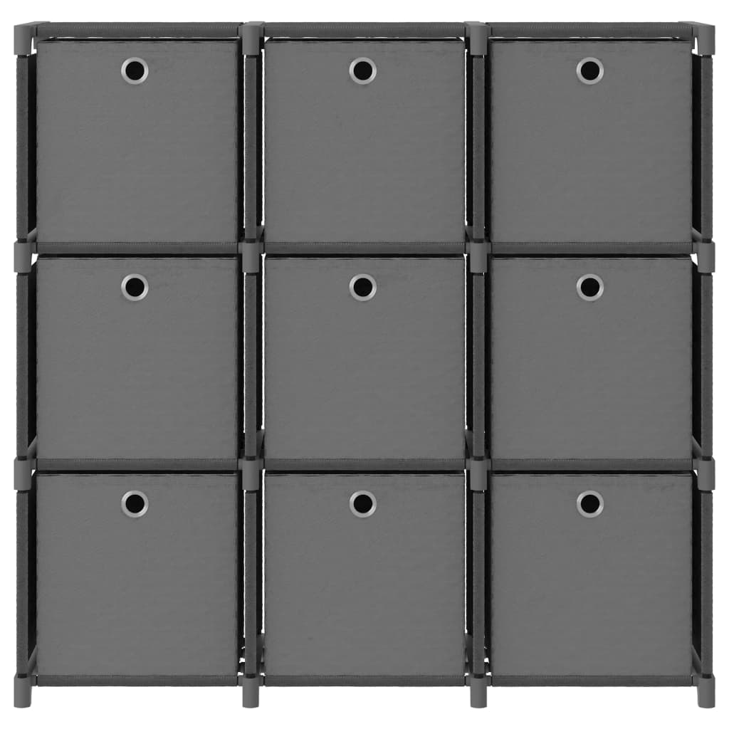 vidaXL 9-Cube Display Shelf with Boxes Grey 103x30x107.5 cm Fabric