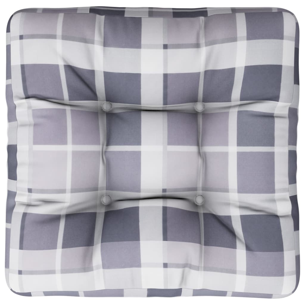 vidaXL Pallet Cushion Grey Check Pattern Fabric