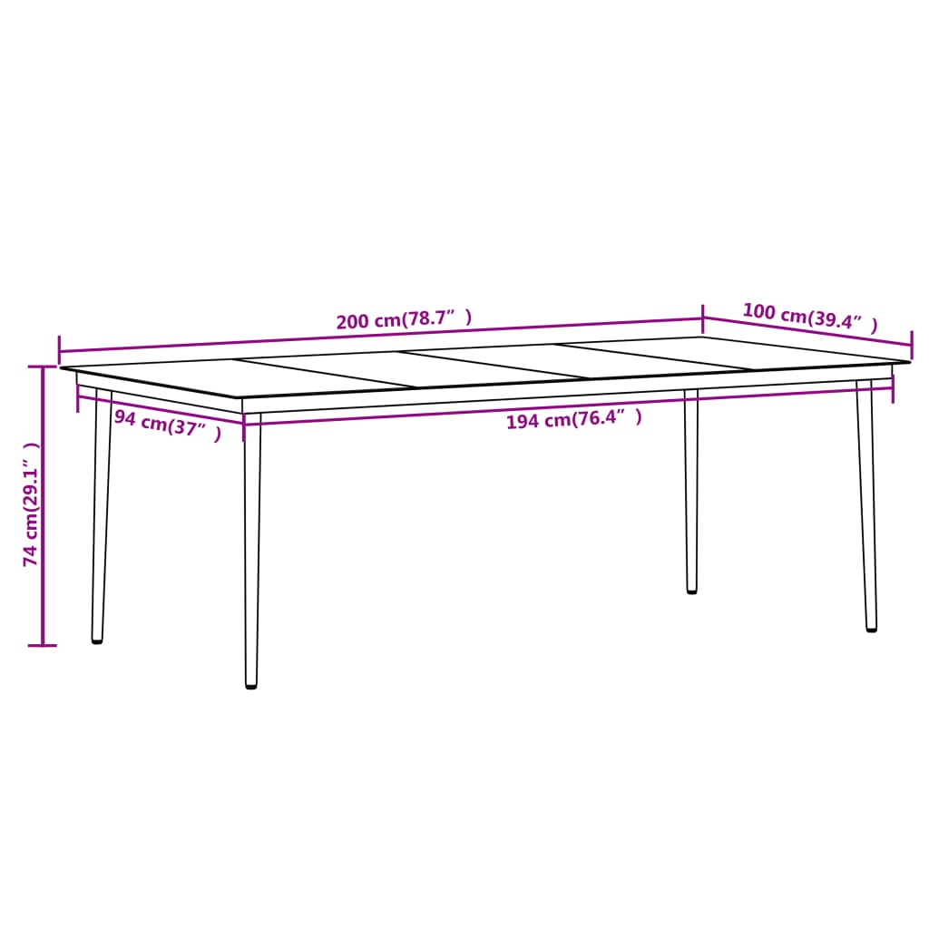 vidaXL 7 Piece Garden Dining Set Black