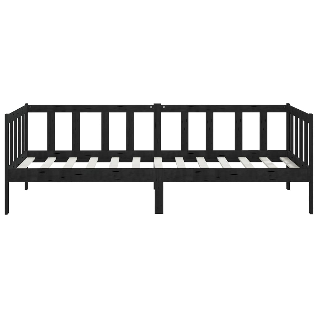 vidaXL Day Bed without Mattress Black Solid Wood Pine 90x200 cm