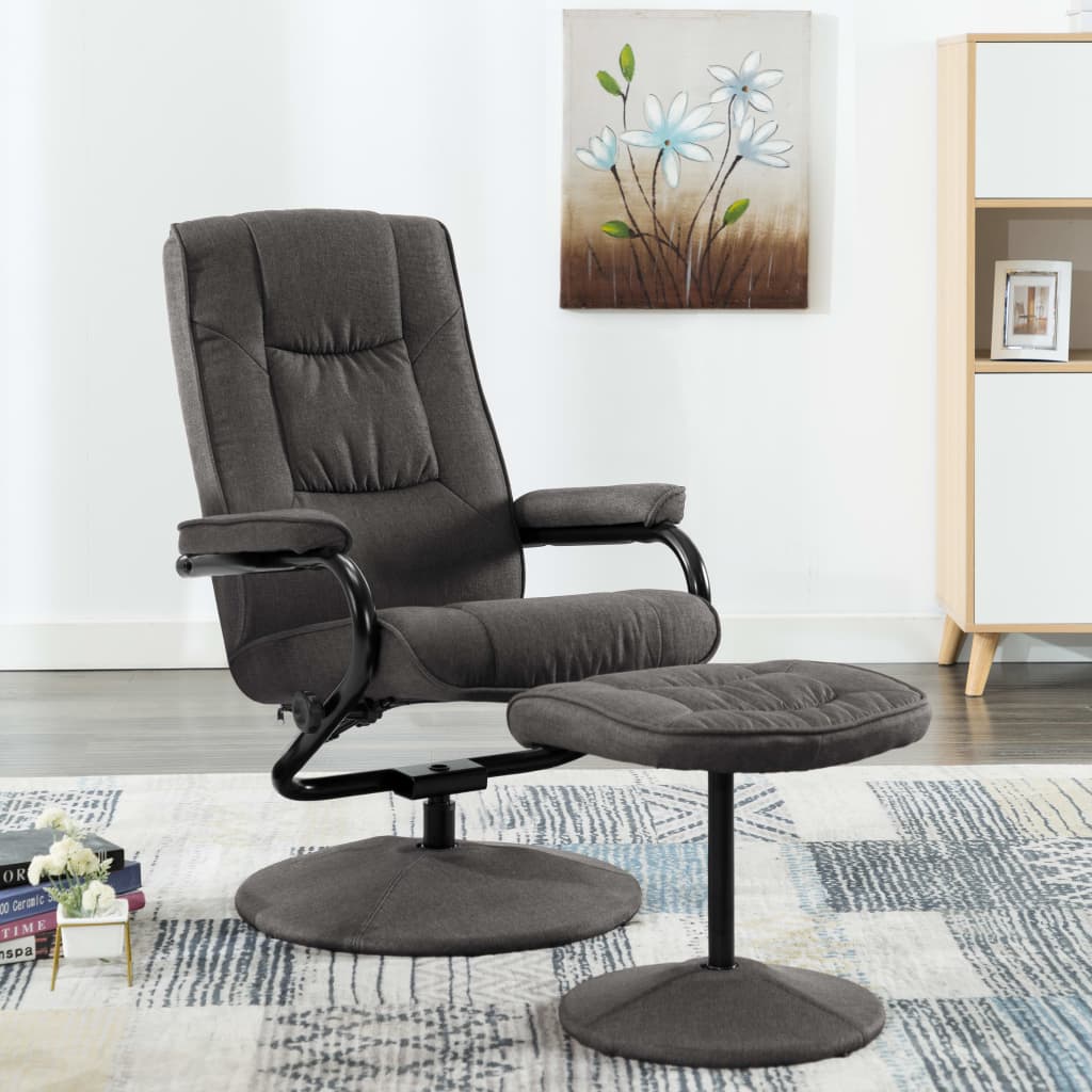 vidaXL Recliner Chair with Footrest Dark Grey Fabric