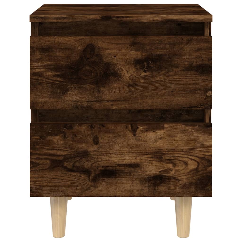vidaXL Bed Cabinet with Solid Wood Legs Smoked Oak 40x35x50 cm