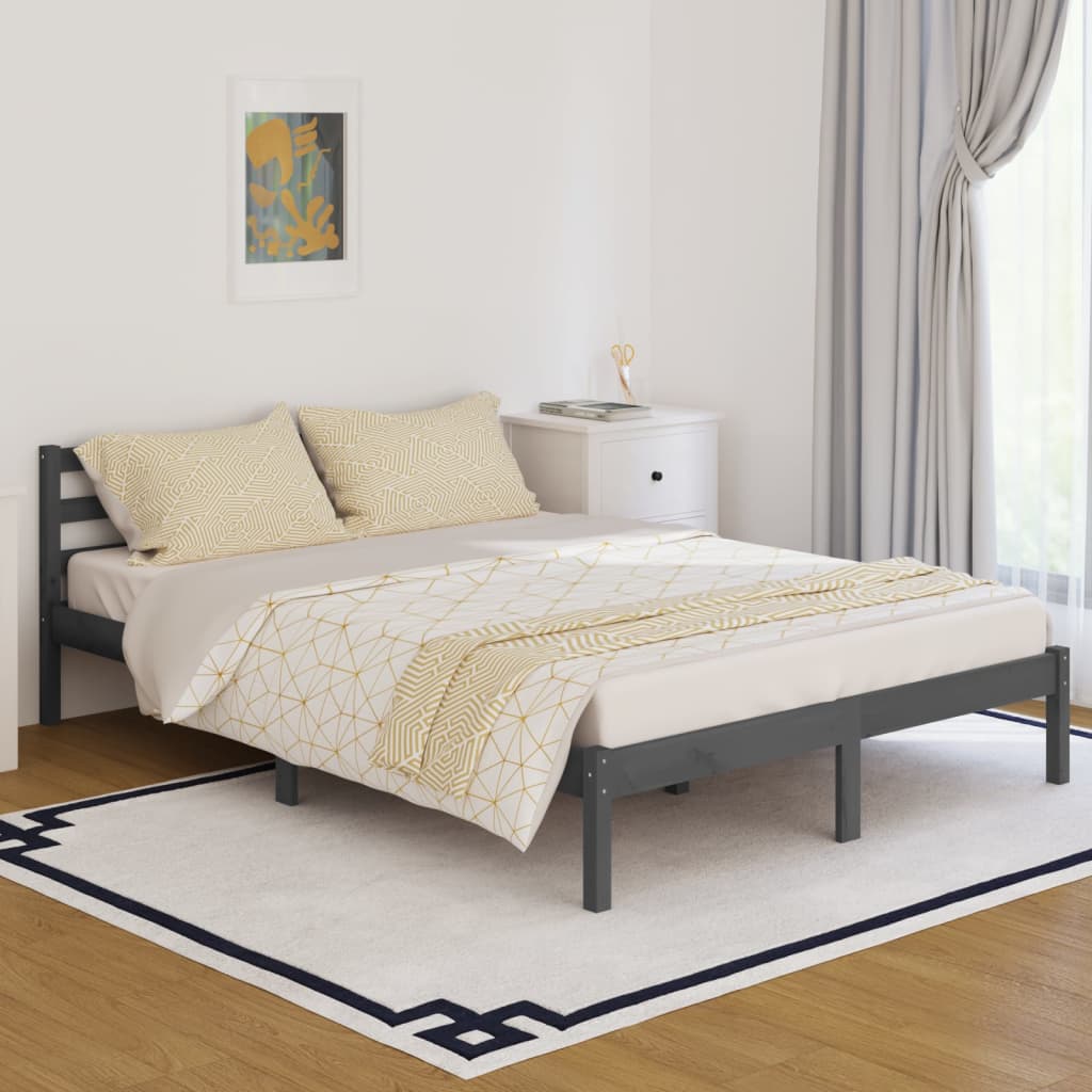 vidaXL Day Bed Solid Wood Pine 140x200 cm Double Grey