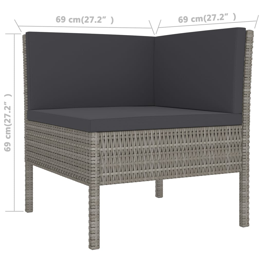 vidaXL 11 Piece Garden Lounge Set with Cushions Poly Rattan Grey