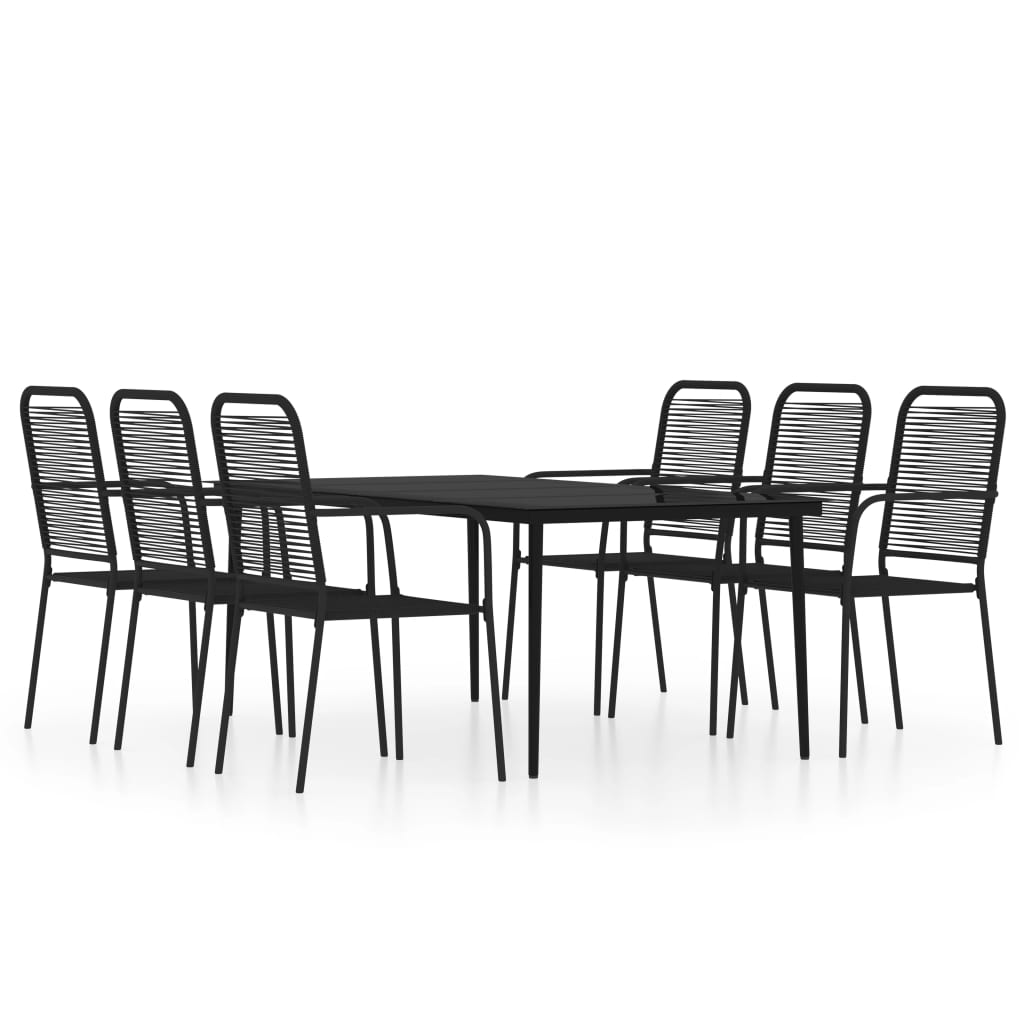 vidaXL 7 Piece Garden Dining Set Black