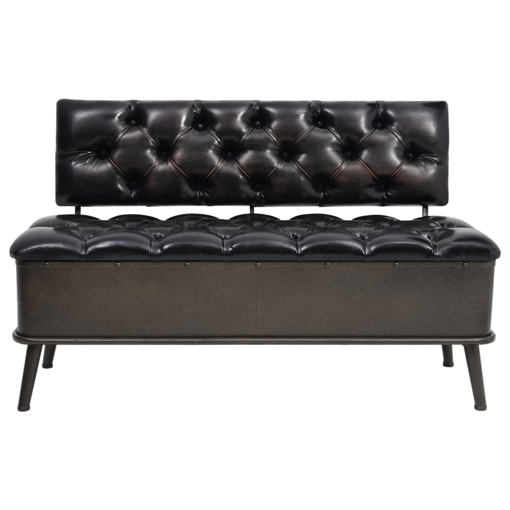 vidaXL Storage Bench with Backrest 110 cm Black Faux Leather