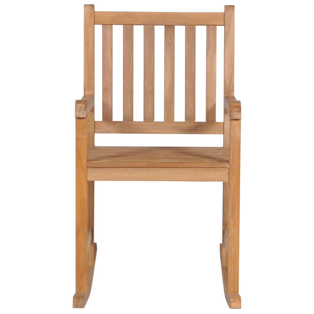 vidaXL Rocking Chair with Grey Cushion Solid Teak Wood