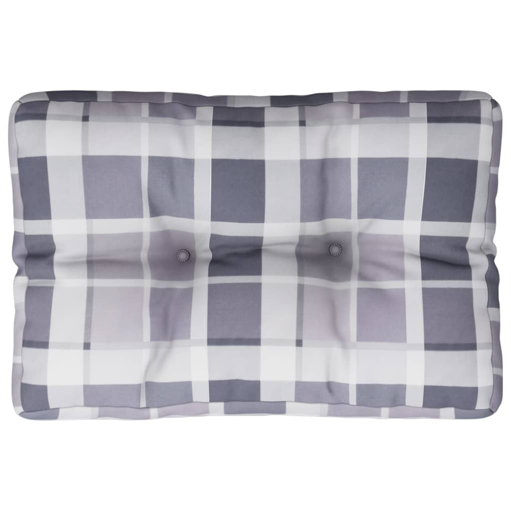 vidaXL Pallet Cushion Grey Check Pattern 60x40x12 cm Fabric