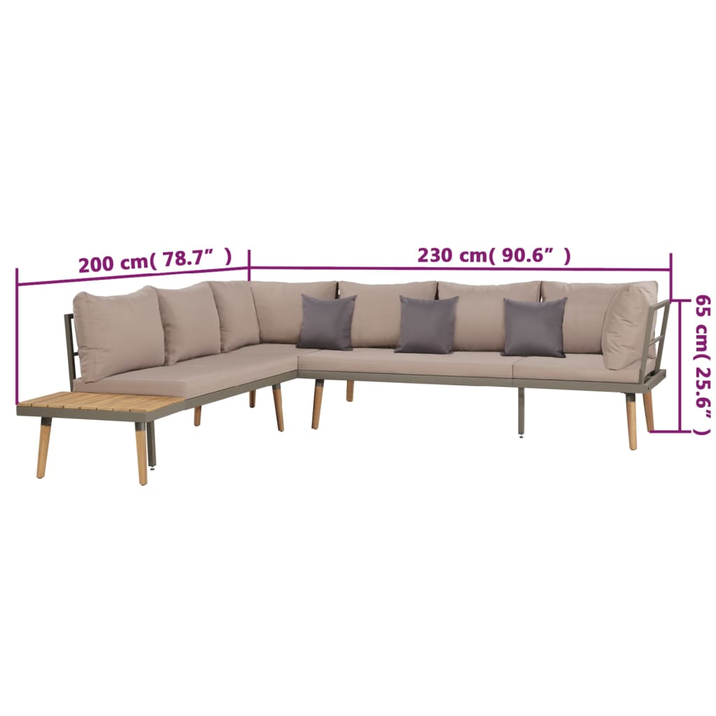 vidaXL 4 Piece Garden Lounge Set with Cushions Solid Acacia Wood Brown
