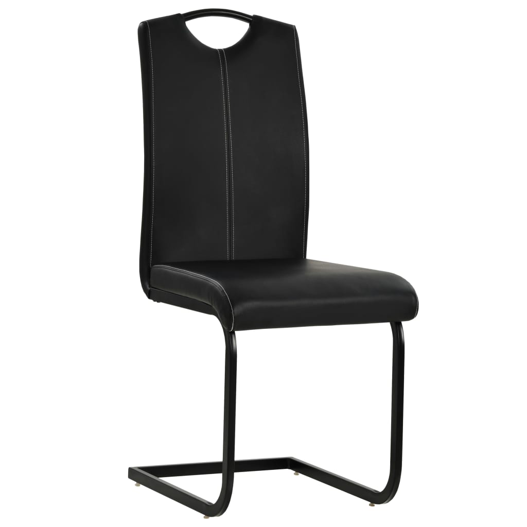 vidaXL Cantilever Dining Chairs 4 pcs Black Faux Leather