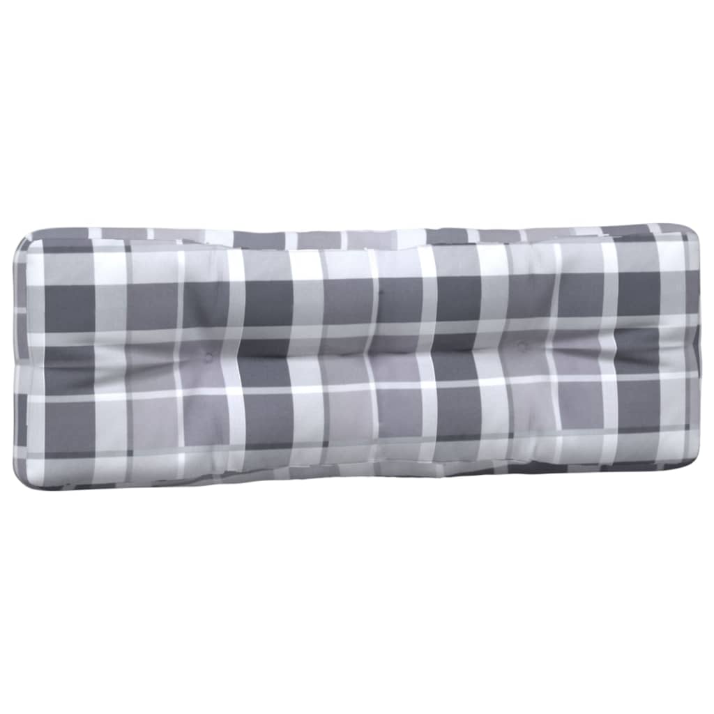 vidaXL Pallet Cushions 3 pcs Grey Check Pattern Fabric