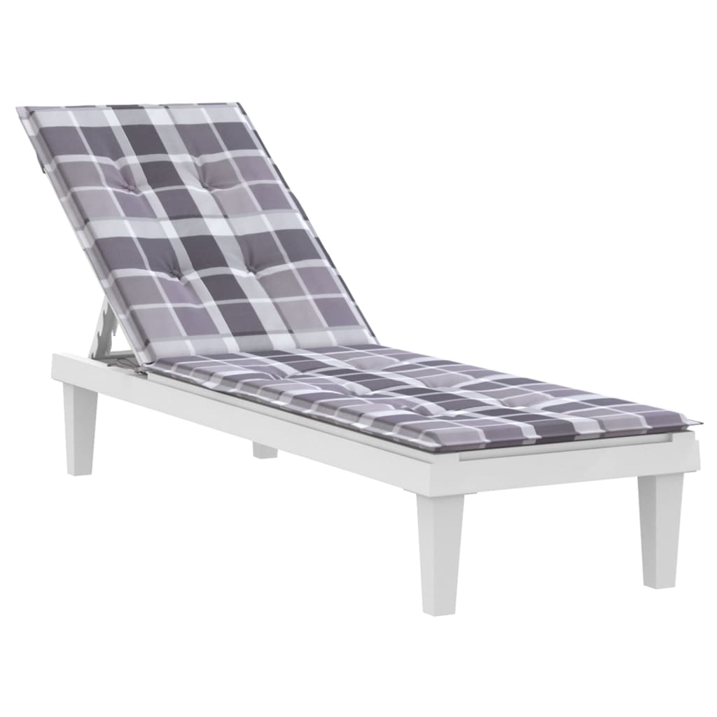 vidaXL Deck Chair Cushion Grey Check Pattern (75+105)x50x3 cm
