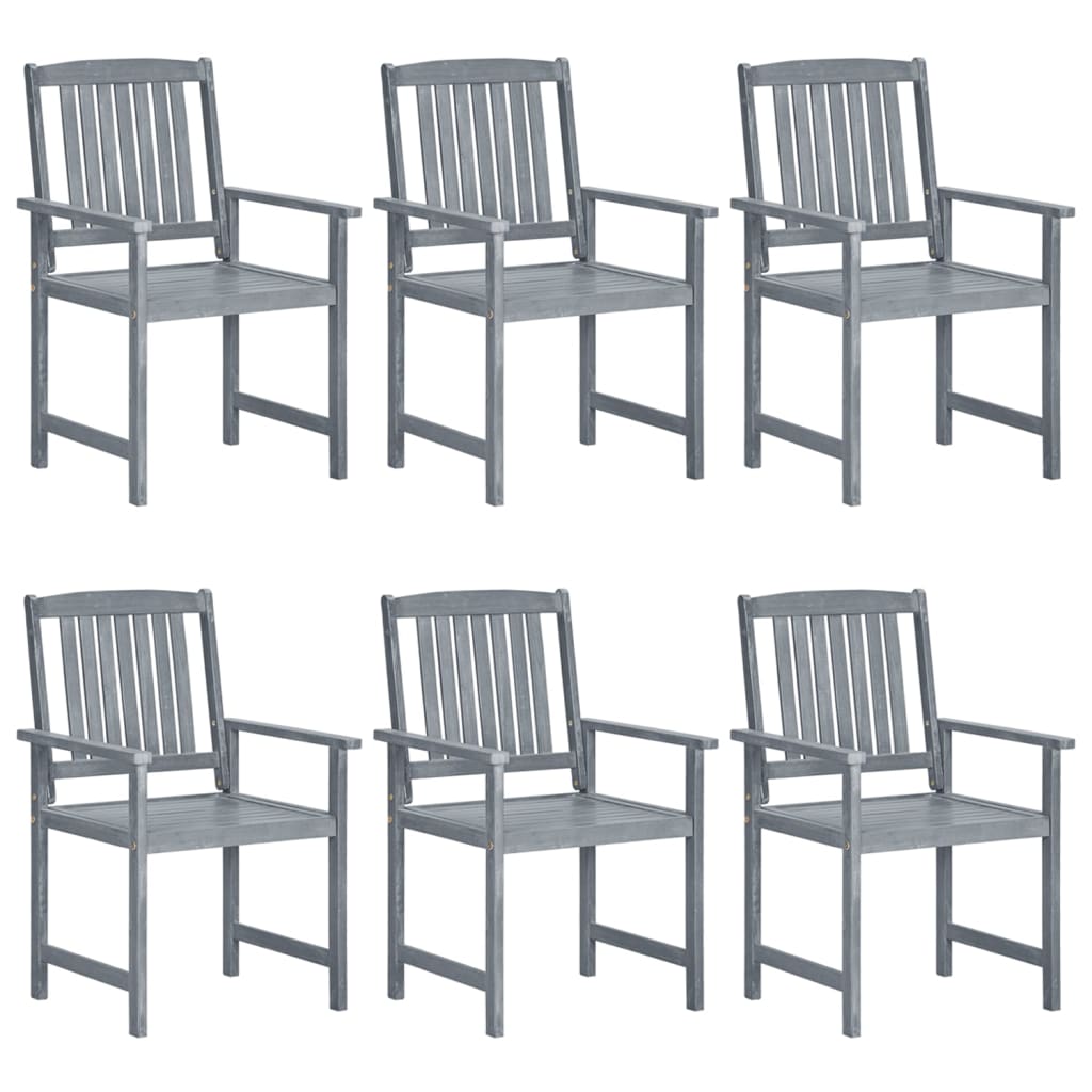 vidaXL Garden Chairs with Cushions 6 pcs Solid Wood Acacia Grey