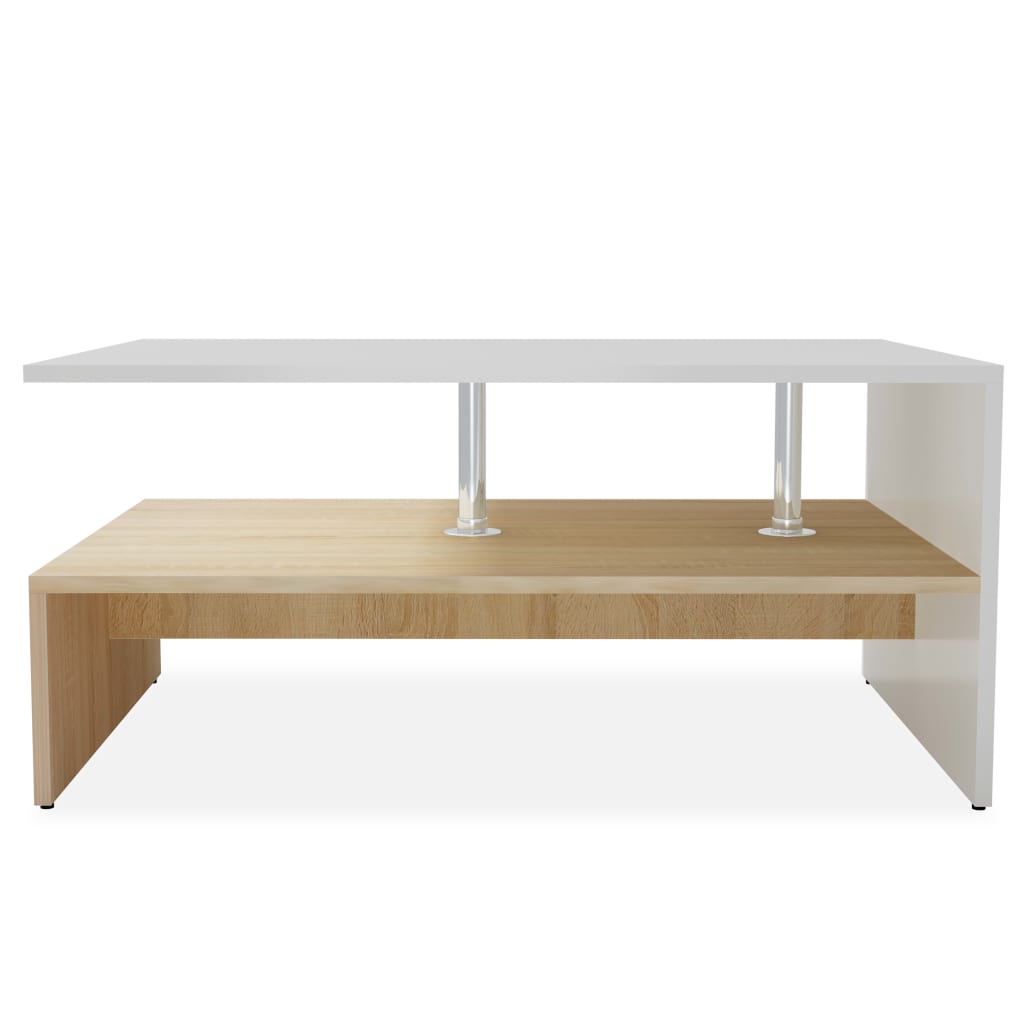 vidaXL Coffee Table Engineered Wood 90x59x42 cm Oak and White