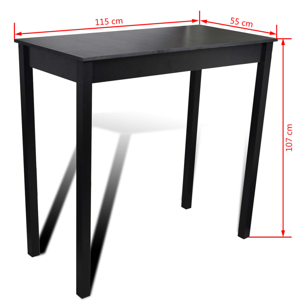 Bar Table with 4 Bar Chairs Black