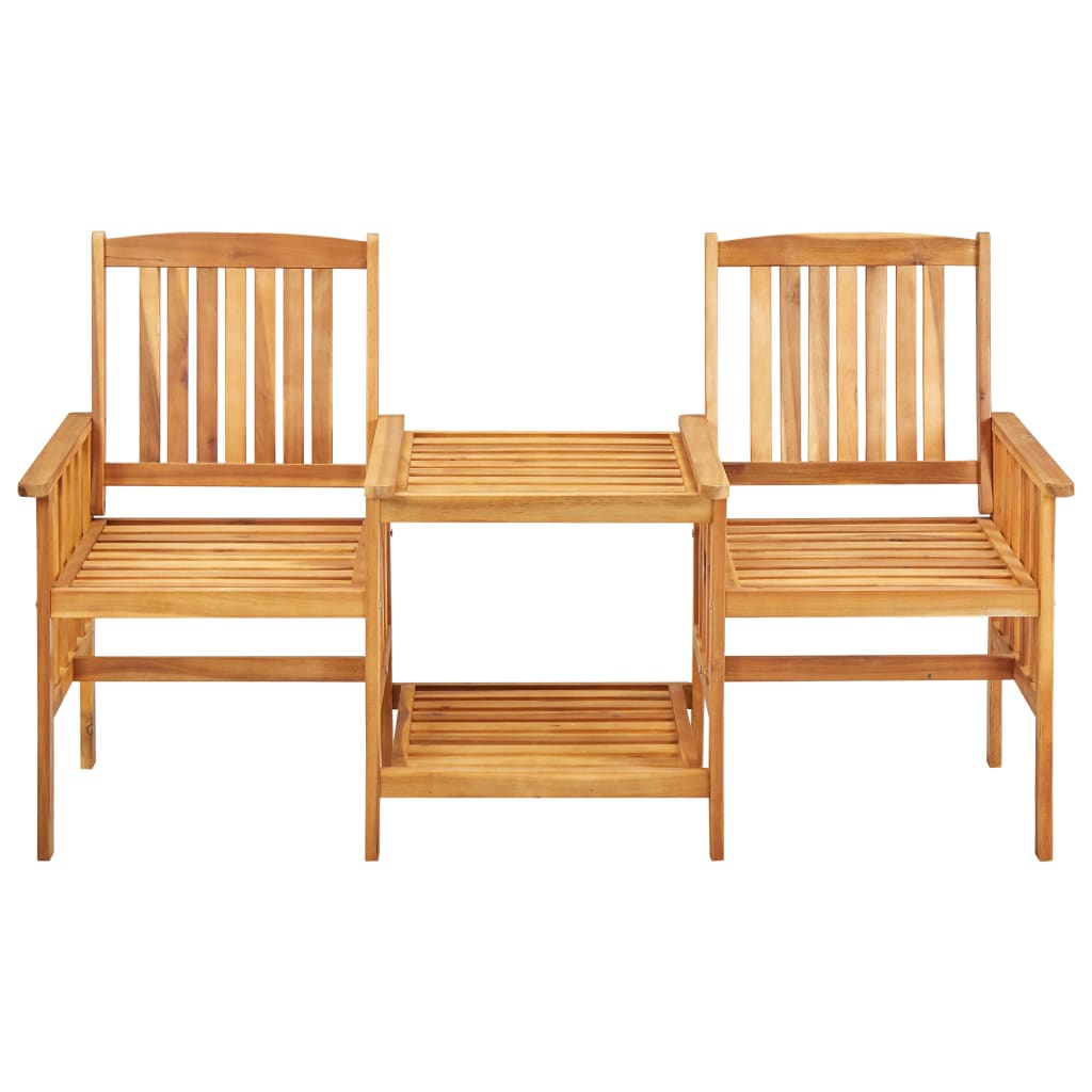 vidaXL Garden Chairs with Tea Table and Cushions Solid Acacia Wood