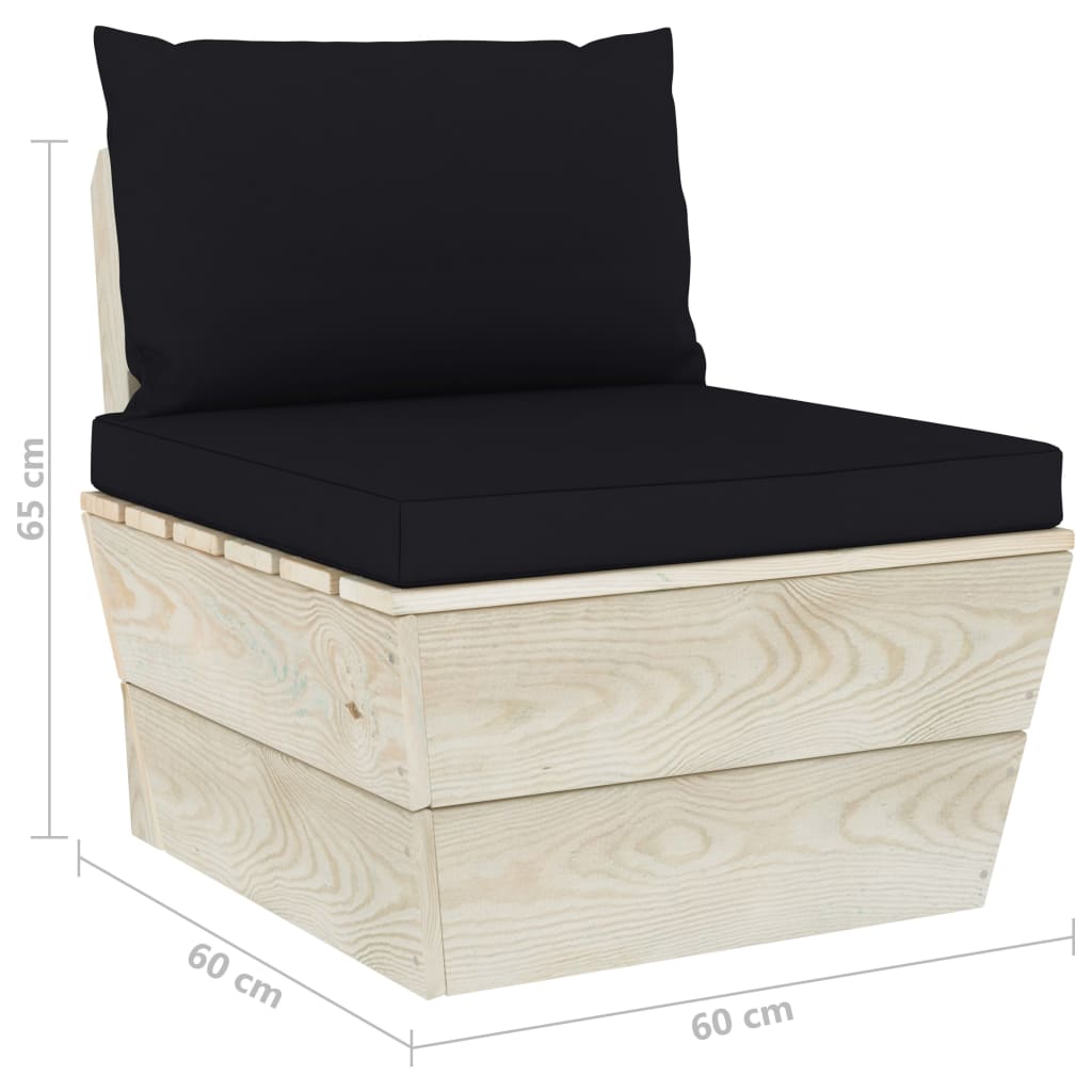 vidaXL Garden 4-Seater Pallet Sofa with Cushions Spruce Wood