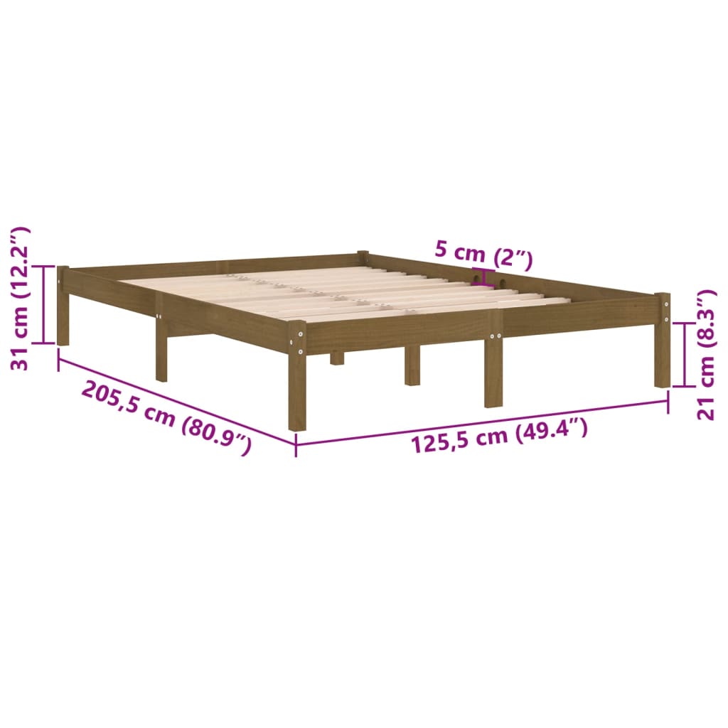 vidaXL Bed Frame without Mattress Honey Brown Solid Wood 120x200 cm