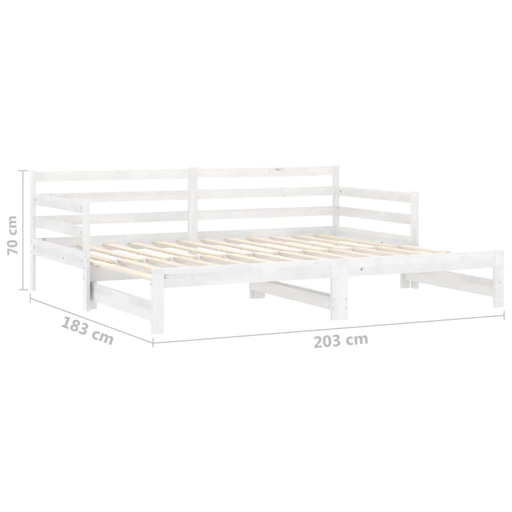 vidaXL Pull-out Day Bed without Mattress White 2x(90x200) cm