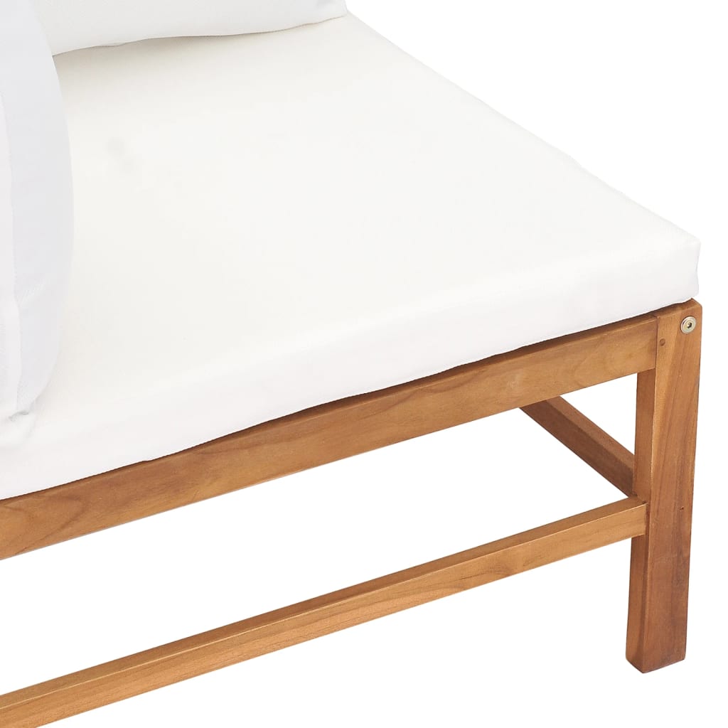 vidaXL 2-seater Garden Bench with Cream Cushions Solid Teak Wood