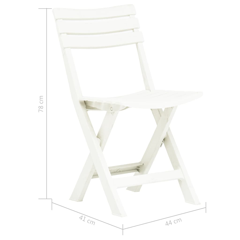 vidaXL Folding Garden Chairs 2 pcs Plastic White