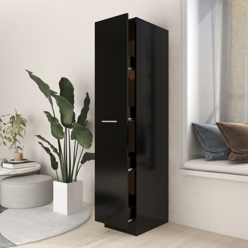 vidaXL Apothecary Cabinet Black 30x42.5x150 cm Engineered Wood