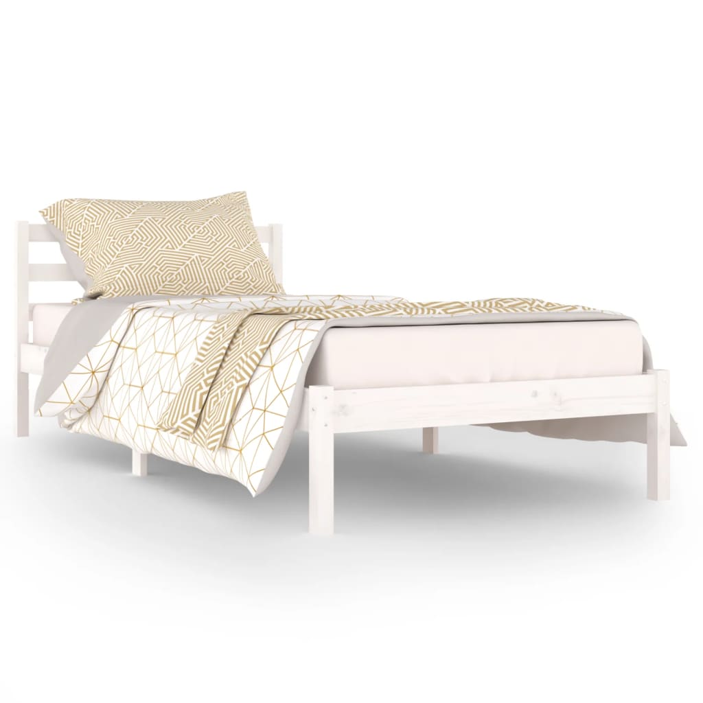 vidaXL Bed Frame without Mattress Solid Wood Pine 90x200 cm White