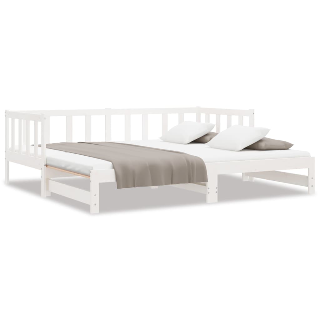 vidaXL Pull-out Day Bed White 2x(90x200) cm Solid Wood Pine