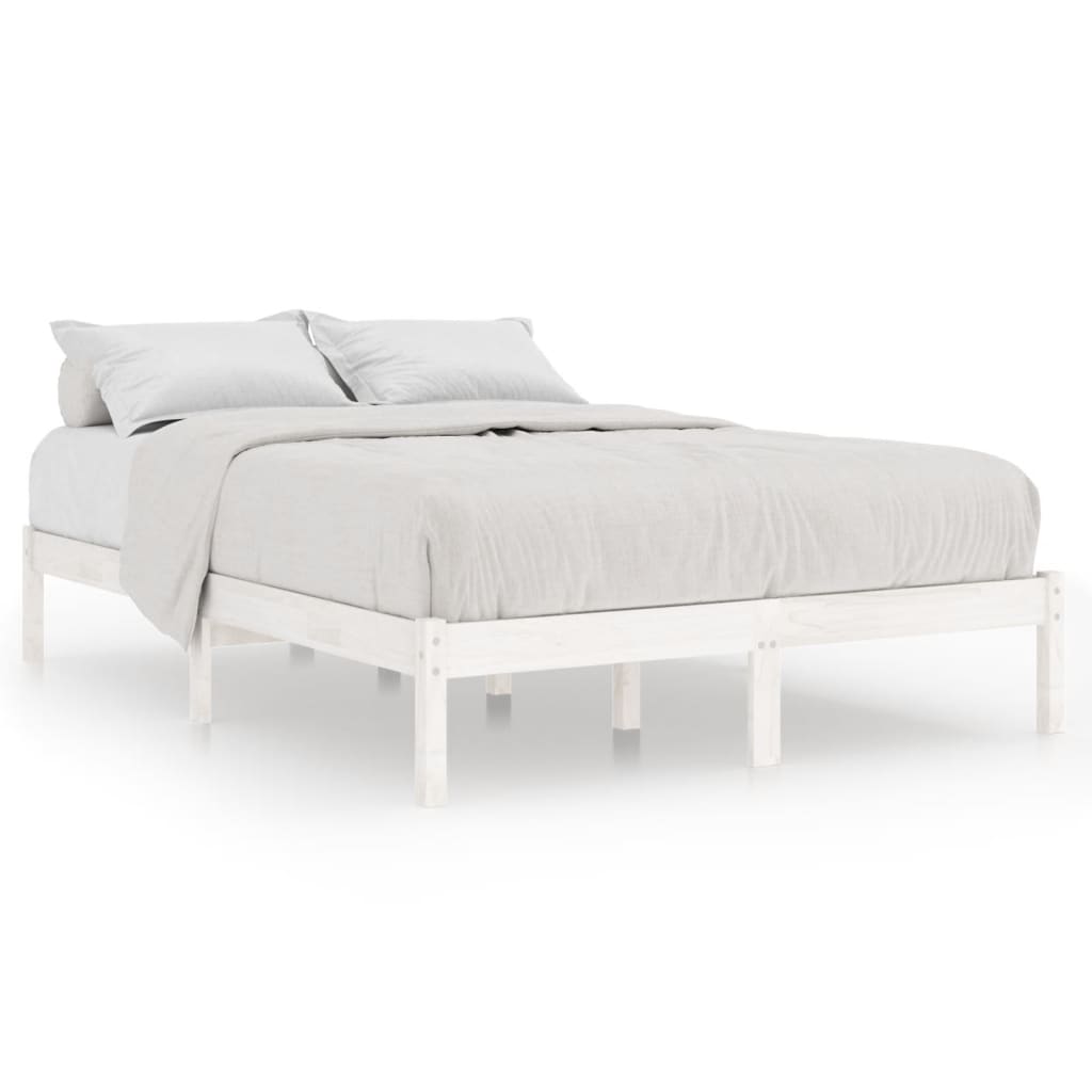 vidaXL Bed Frame without Mattress White Solid Wood 120x200 cm