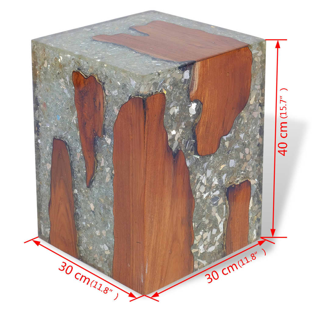 vidaXL Stool Solid Teak Wood and Resin