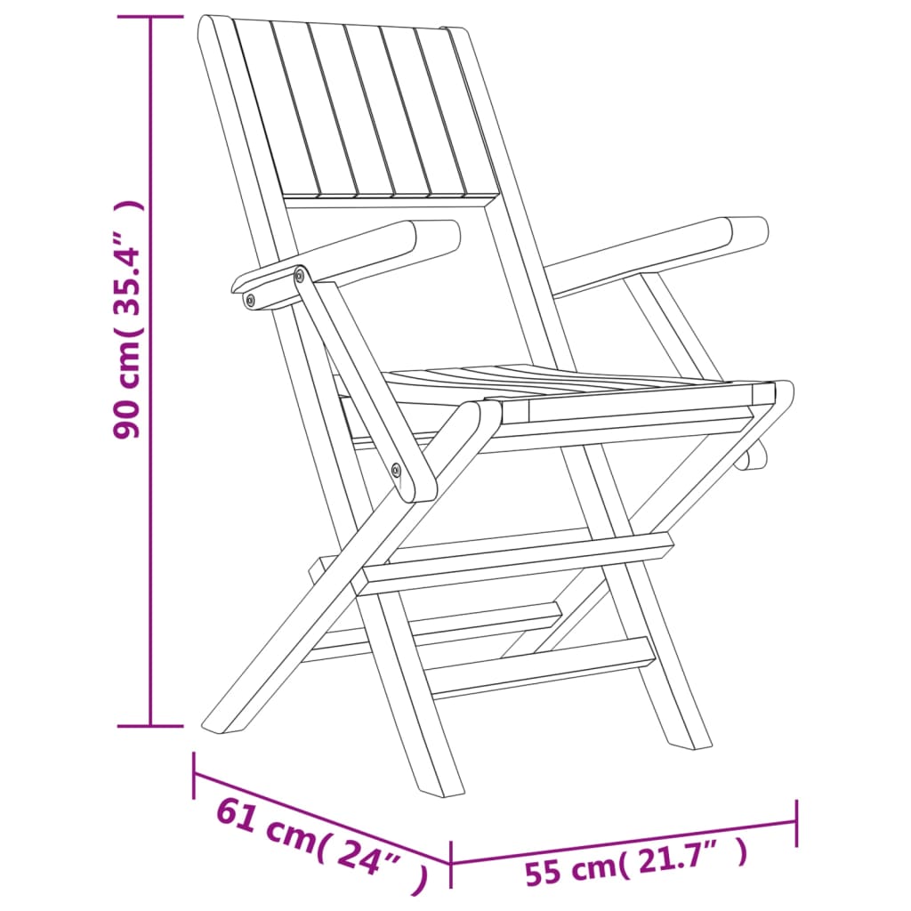 vidaXL Folding Garden Chairs 8 pcs 55x61x90 cm Solid Wood Teak