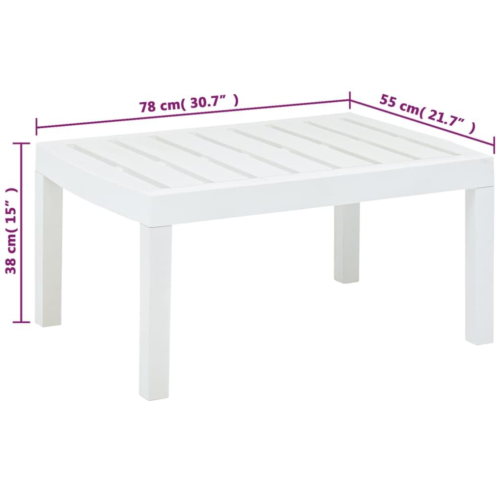 vidaXL Garden Table White 78x55x38 cm Plastic