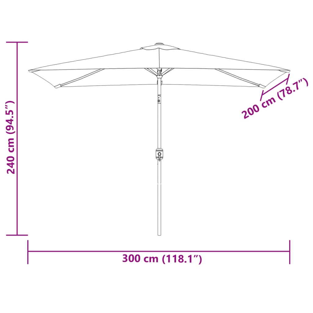 vidaXL Outdoor Parasol with Metal Pole 300x200 cm Taupe
