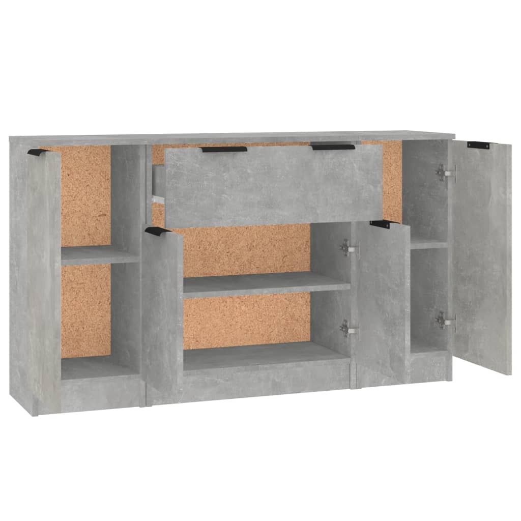 vidaXL Sideboards 3 pcs Concrete Grey Engineered Wood