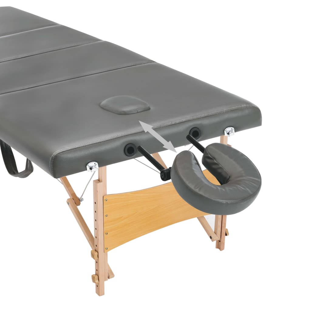 vidaXL Massage Table with 4 Zones Wooden Frame Anthracite 186x68 cm