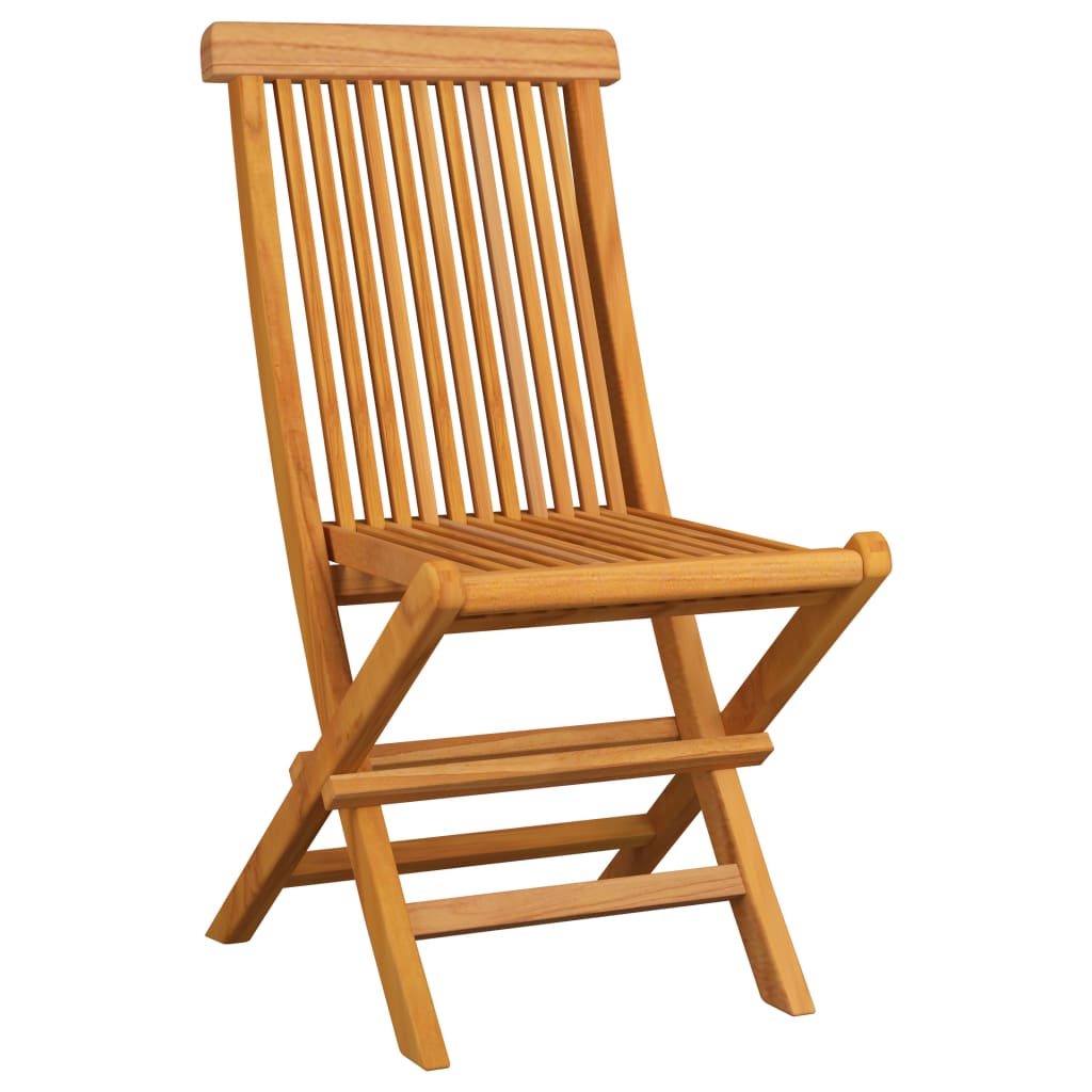 vidaXL Garden Chairs Red Check Pattern Cushions 4 pcs Solid Teak Wood