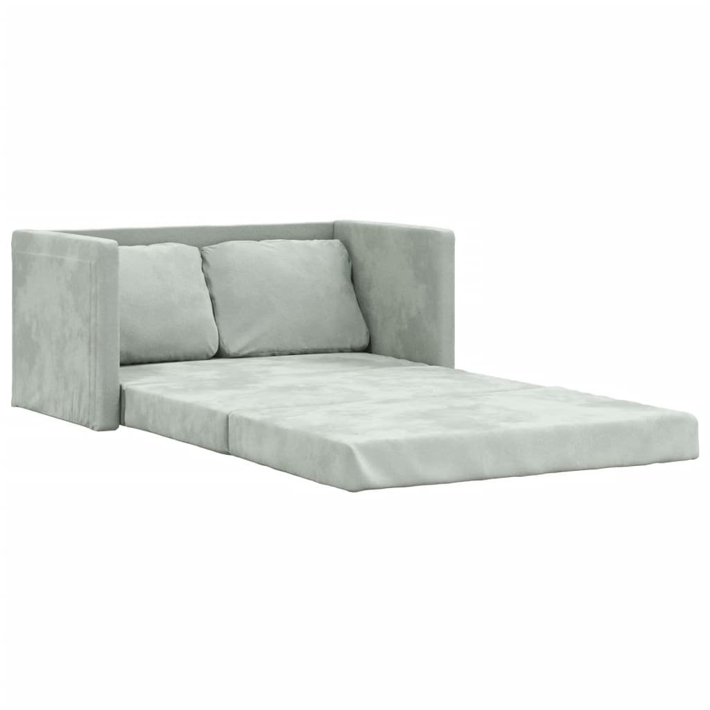 vidaXL Floor Sofa Bed 2-in-1 Light Grey 122x204x55 cm Velvet