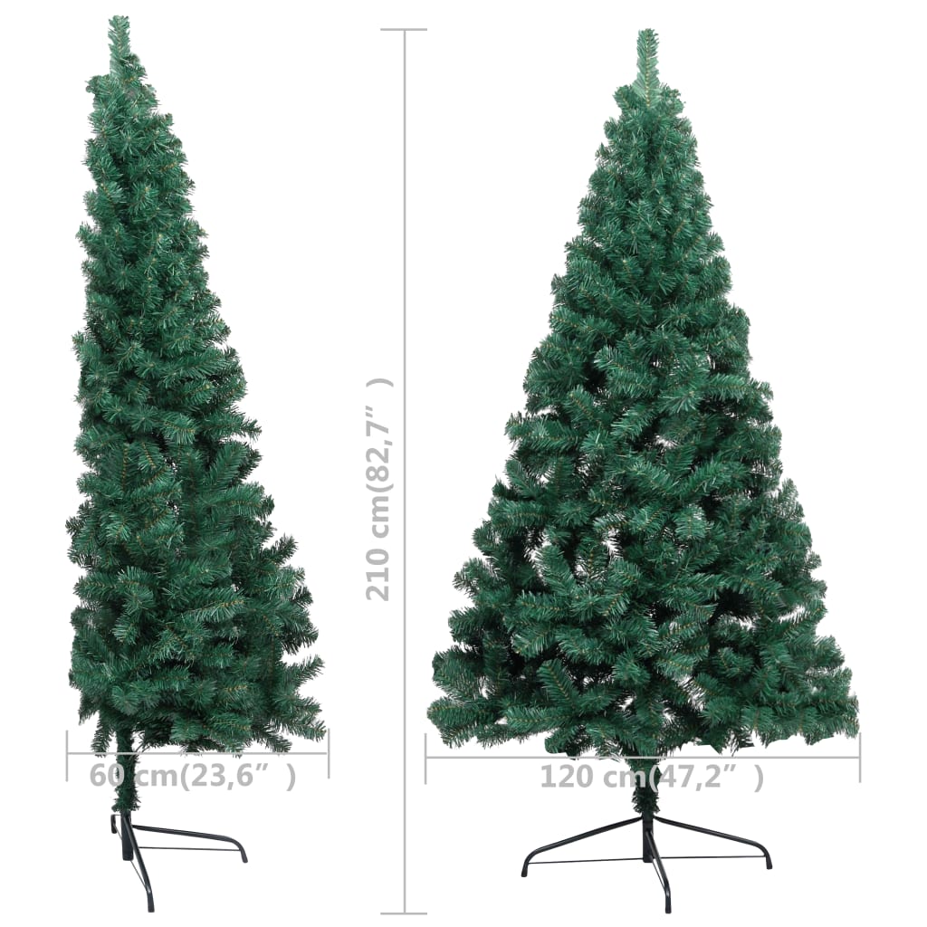 vidaXL Artificial Half Pre-lit Christmas Tree with Ball Set Green 210 cm