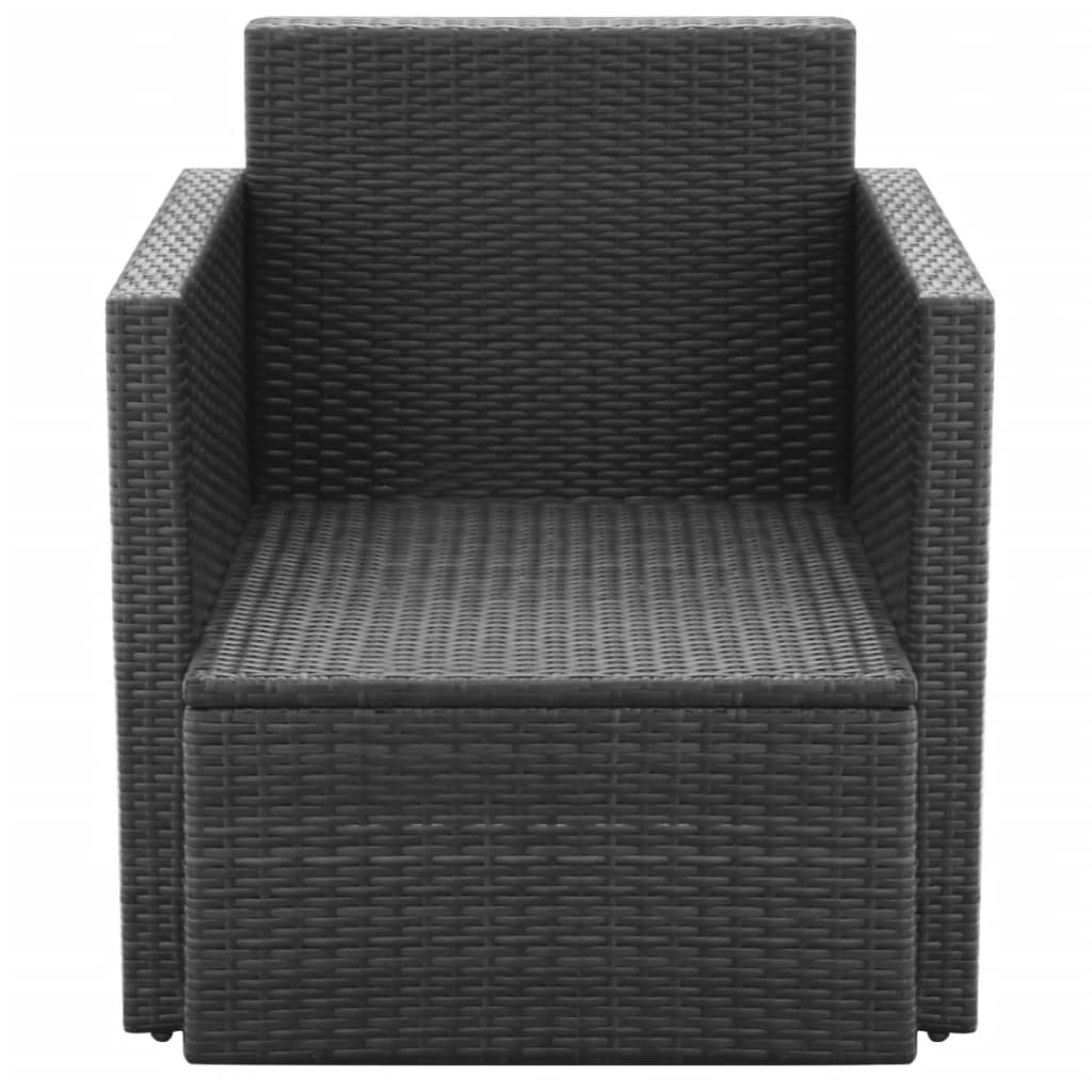 vidaXL Garden Chair with Cushions and Pillows Poly Rattan Black