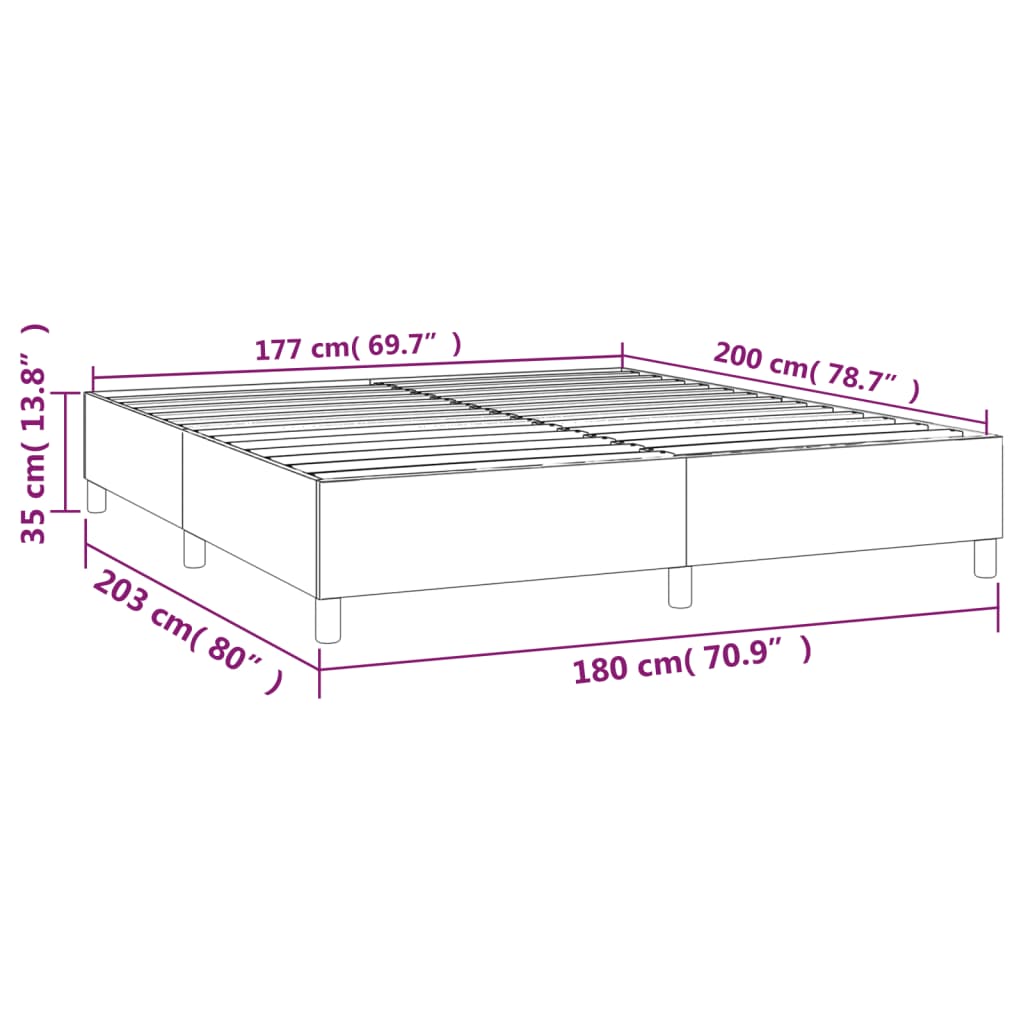 vidaXL Bed Frame without Mattress Light Grey 180x200 cm Super King Fabric