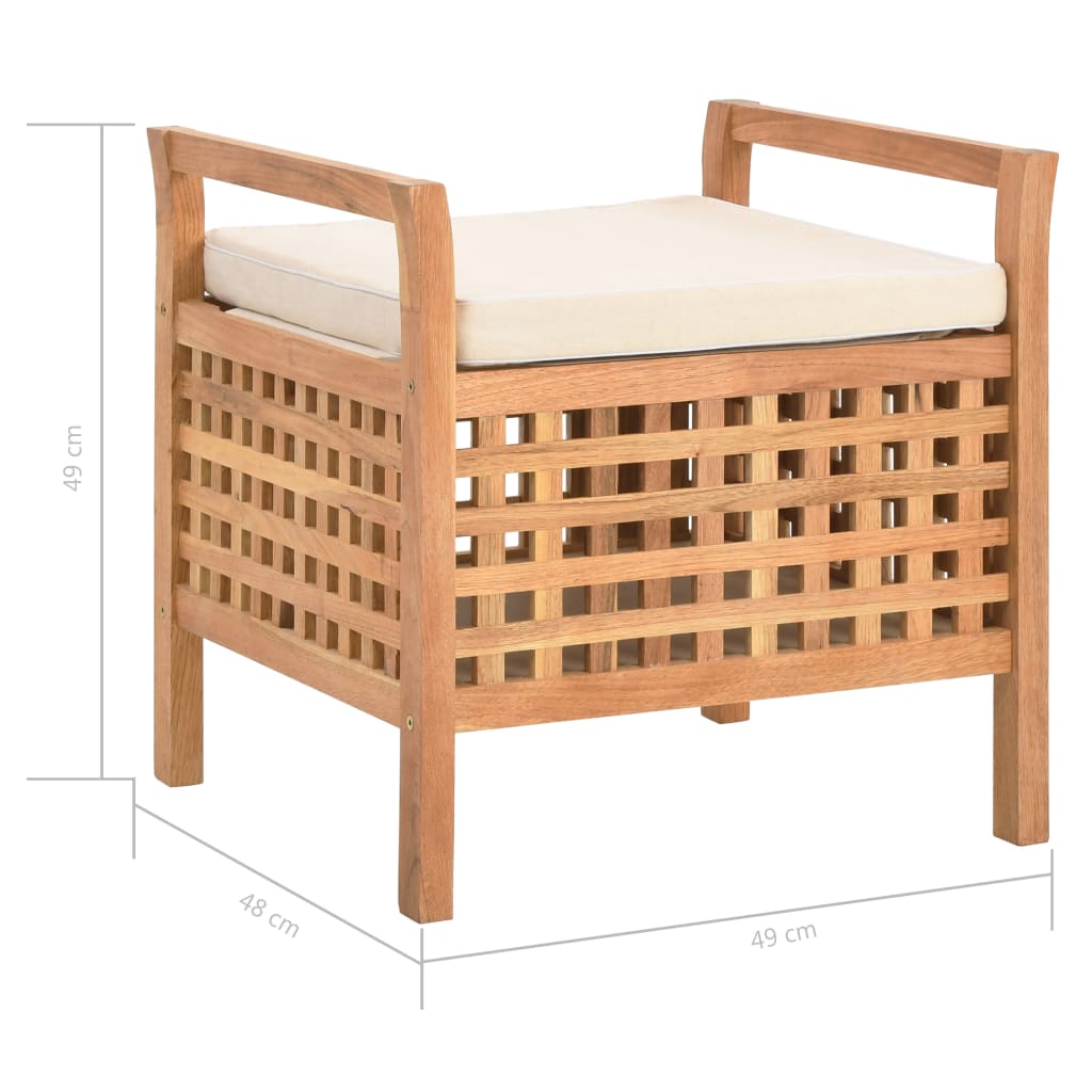 vidaXL Storage Bench 49x48x49 cm Solid Walnut Wood