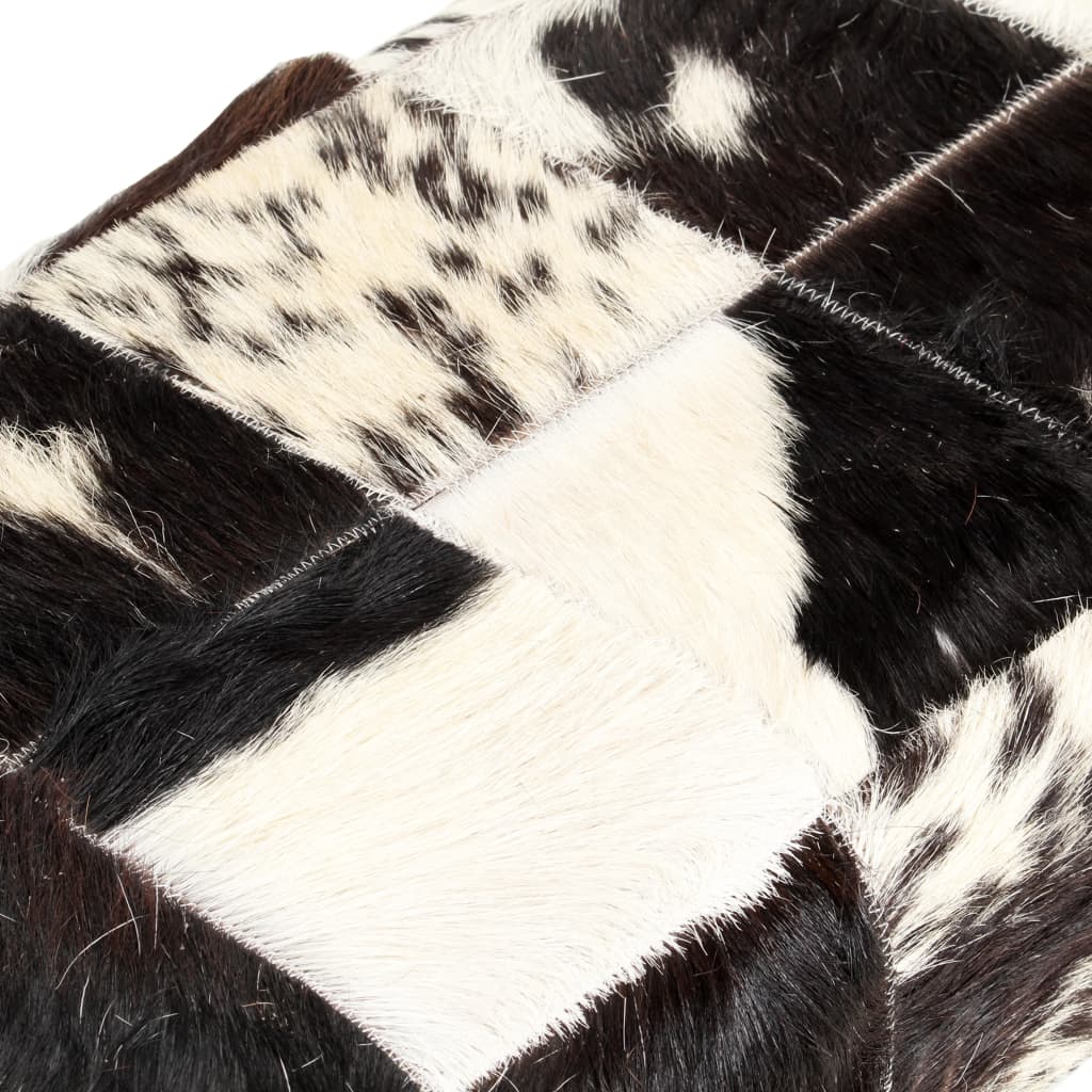 vidaXL Bench 110 cm Black Patchwork Genuine Goat Leather