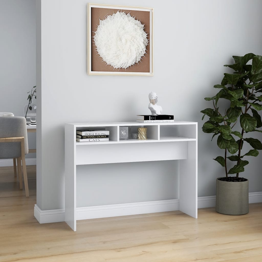 vidaXL Console Table White 105x30x80 cm Engineered Wood