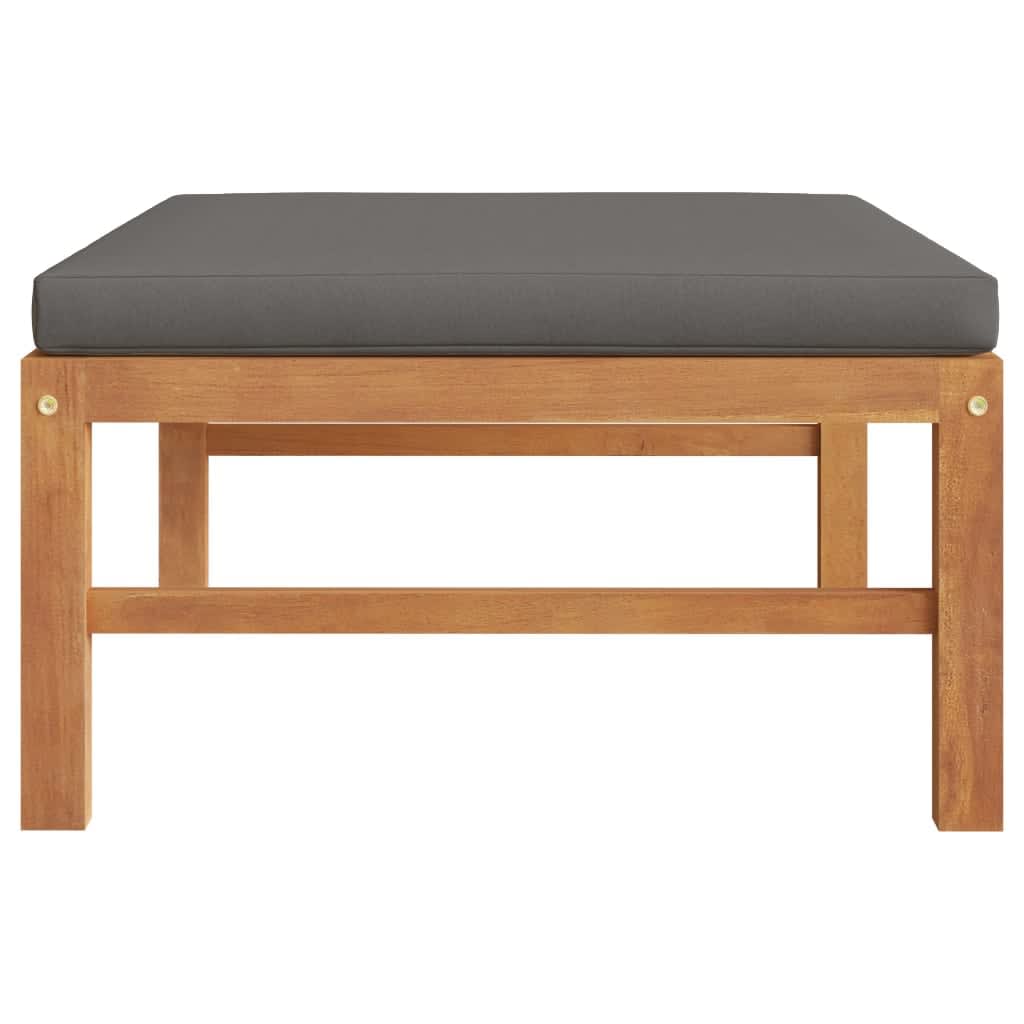 vidaXL Footrest with Dark Grey Cushion Solid Teak Wood
