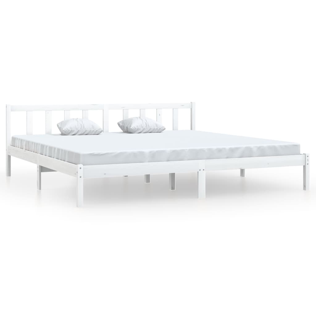 vidaXL Bed Frame without Mattress White Solid Wood 200x200 cm