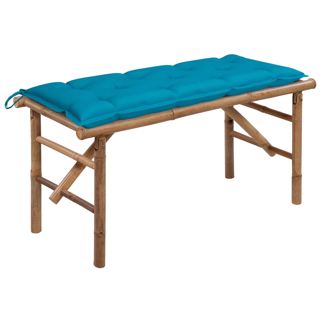 vidaXL Folding Garden Bench with Cushion 118 cm Bamboo