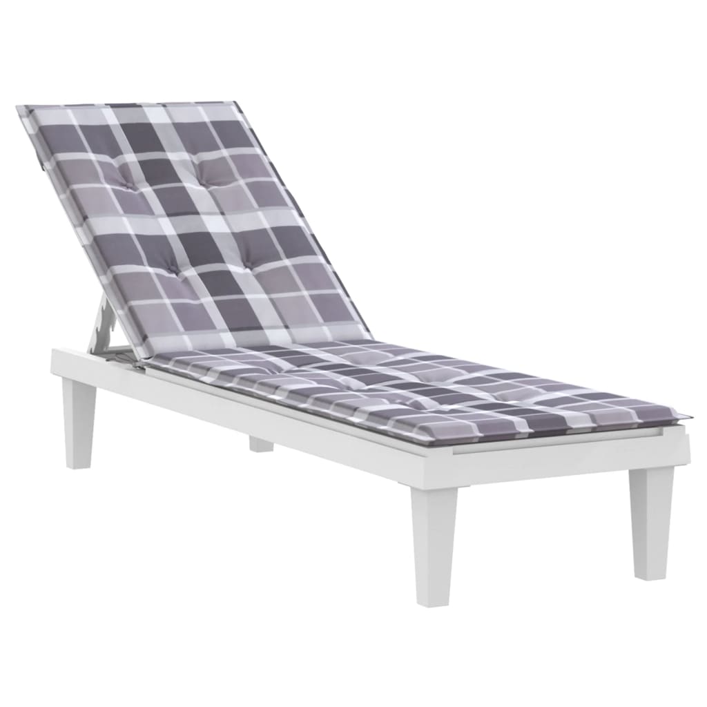 vidaXL Deck Chair Cushion Grey Check Pattern (75+105)x50x4 cm